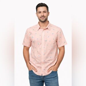 Sonoma Tiki Shirt Peach Men's XXL Cocktail Drinks Single Chest Pocket Beach